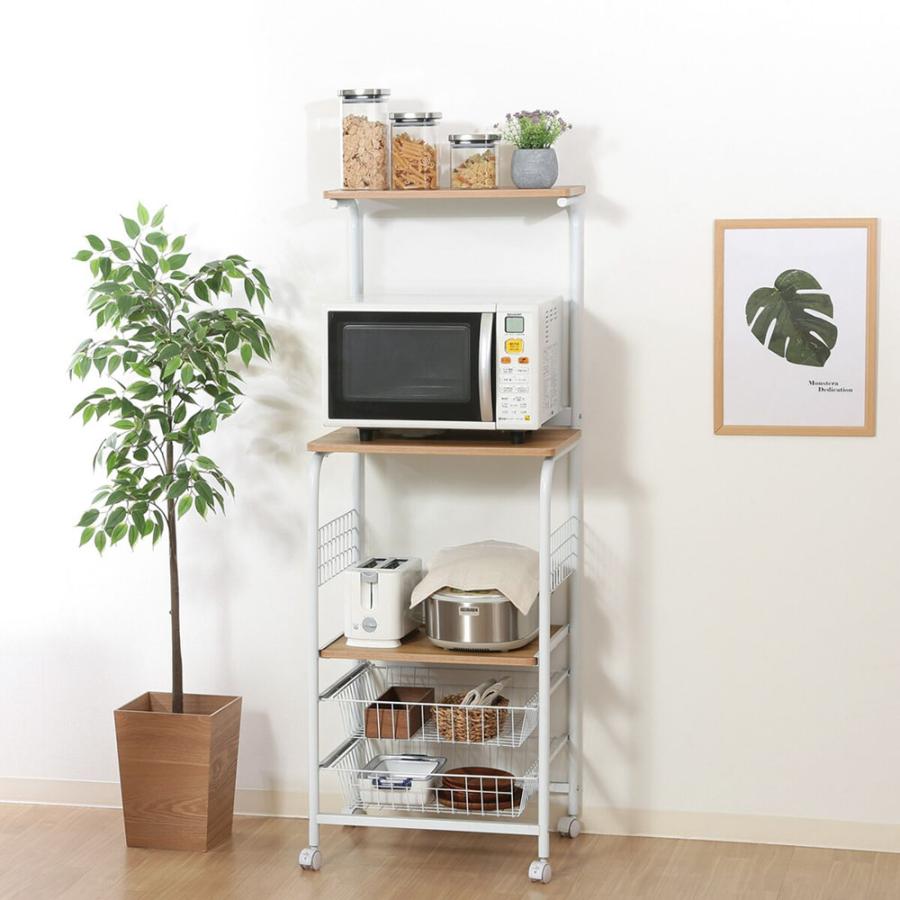 不二貿易 レンジワゴン FBC-03-1 WH/NA【メーカー直送 代引不可】 家具