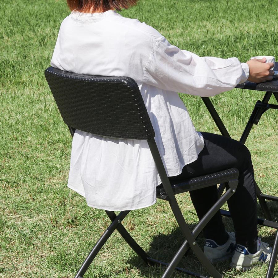 不二貿易 テーブル＆チェア 3点セット BK ラタン調【メーカー