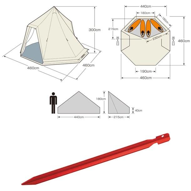 キャプテンスタッグ captainstag CSクラシックス ワンポールテントDXオクタゴ アウトドアテント (ua0047)｜vivasports｜03
