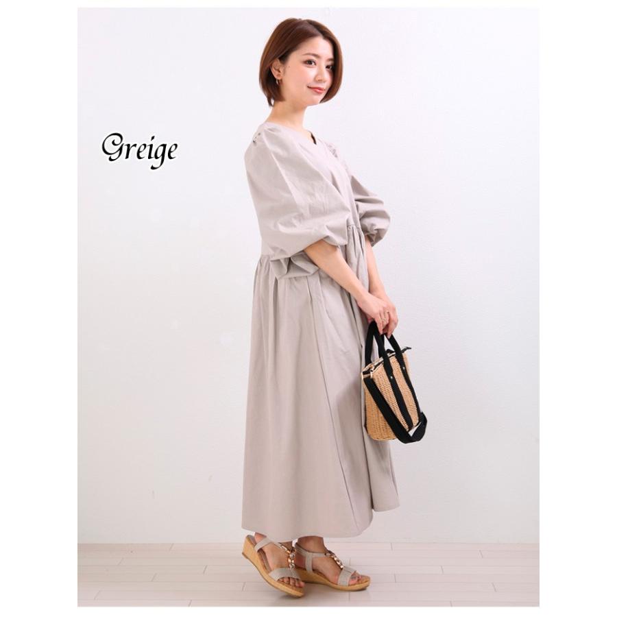 リネンワンピース パフスリーブ 七分袖 ハイウエスト Vネック 綿 麻 前後vネック リネンワンピ 麻ワンピ 体型カバー ネコポス不可 9102 1622 Vive Ange ヤフー店 通販 Yahoo ショッピング