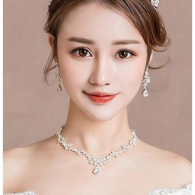ネックレス　イヤリング　セット　ブライダル　キュービックジルコニア ウェディング 受注生産品】キュービックジルコニア ウェディングジュエリー