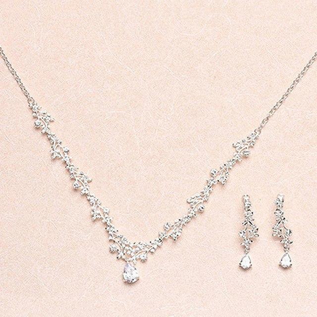 ネックレス ウエディング ネックレスセット ピアス キュービック