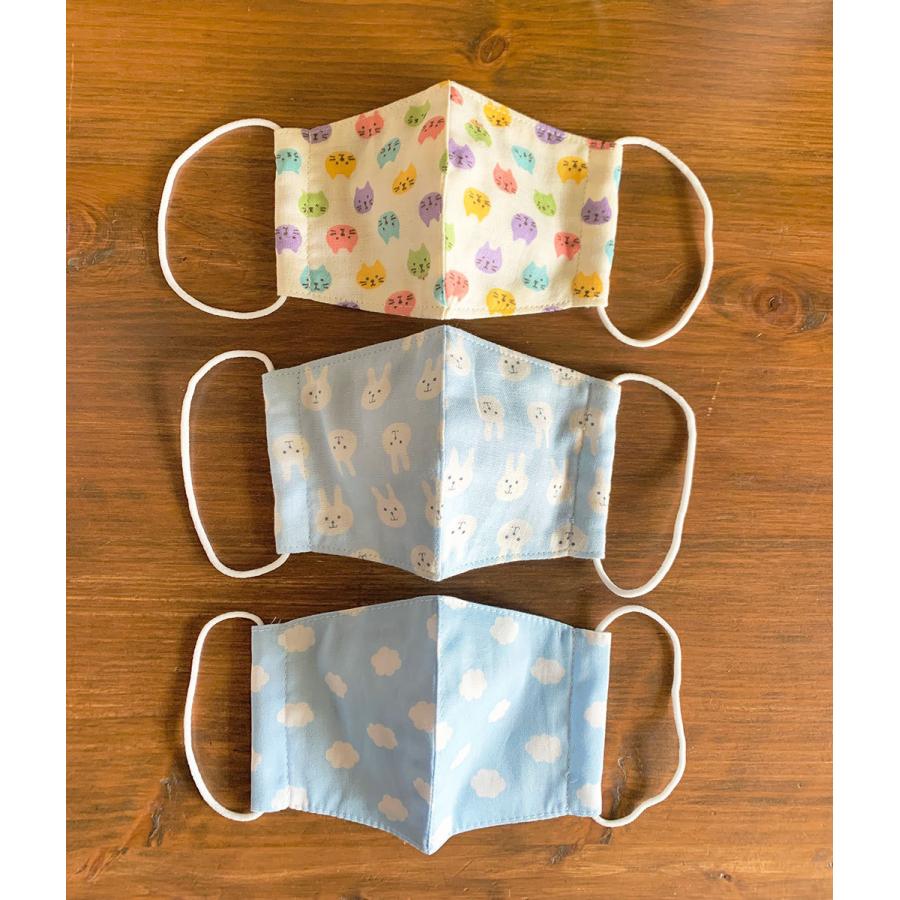布マスク 女の子3枚セット 日本製 子供 子供用 ガーゼ マスク 立体型
