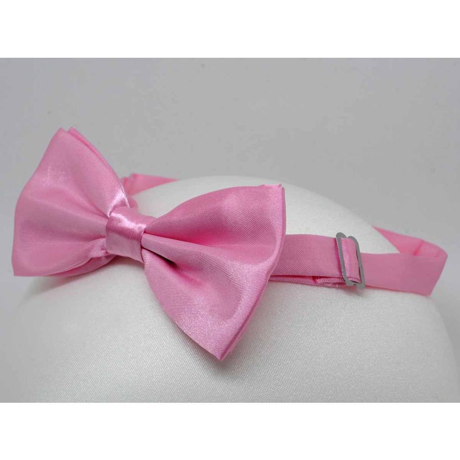 蝶ネクタイ チーフセット ピンク 無地 ボウタイ ポケットチーフ 結婚式
