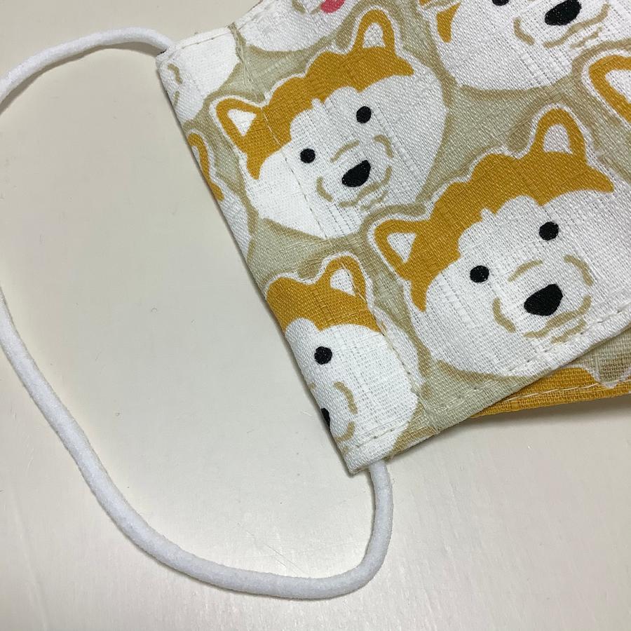 動物マスク 布マスク  オオワシ 布マスク 日本製 柴犬 夏用 大臣 大きめ 犬 折り返し shibaken 舟形