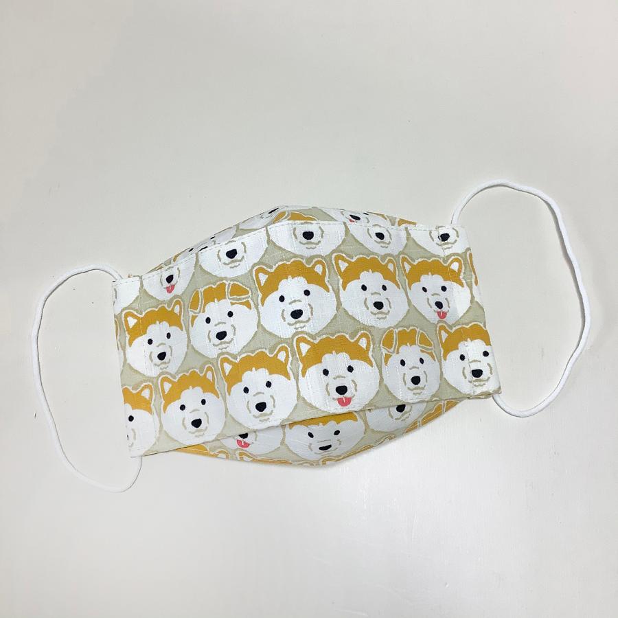布マスク 日本製 柴犬 夏用 大臣 大きめ 犬 折り返し shibaken 舟形
