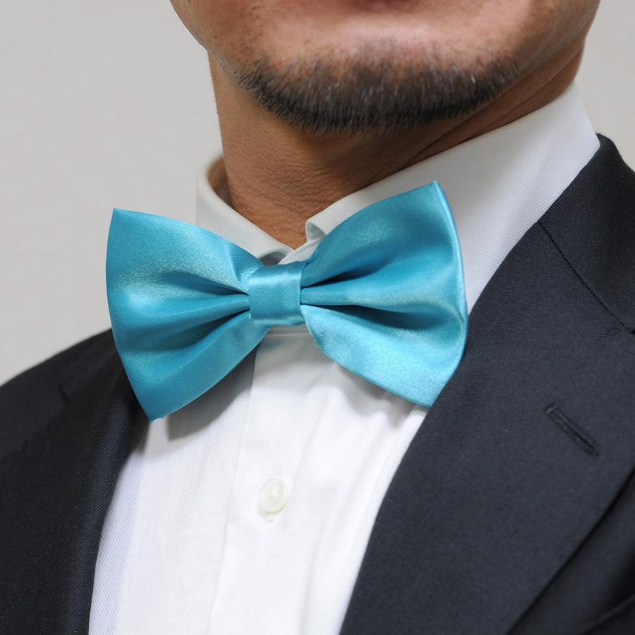蝶ネクタイ 蝶タイ ボウタイ 無地 レイクブルー 結婚式 新郎