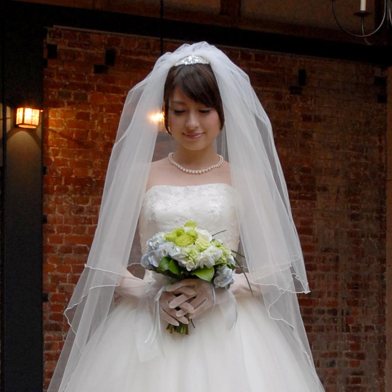 ホワイトロングウェディングベール ts114tm】【即納】ロングベール 2層ベール コーム付き ウェディング