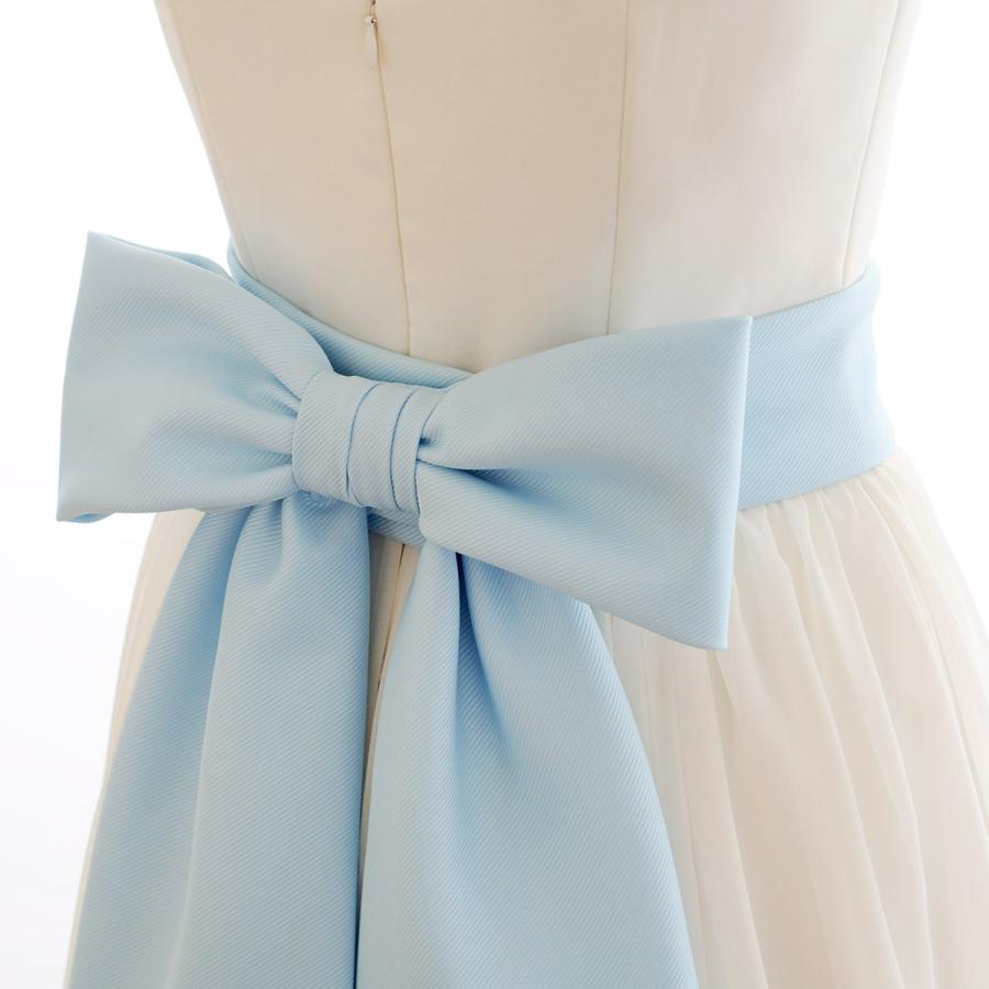 リボンベルト スカイブルー サッシュベルト ウエディング