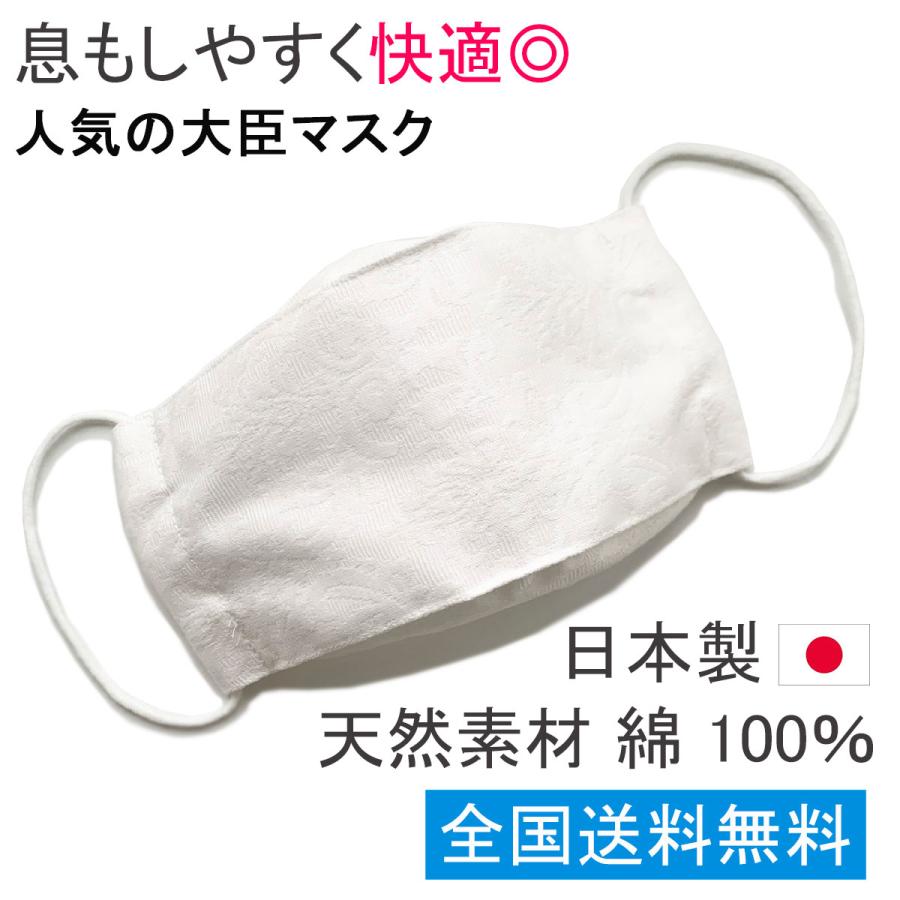 布マスク 日本製 大臣マスク 白 舟形マスク 洗える 折り返し 大人用