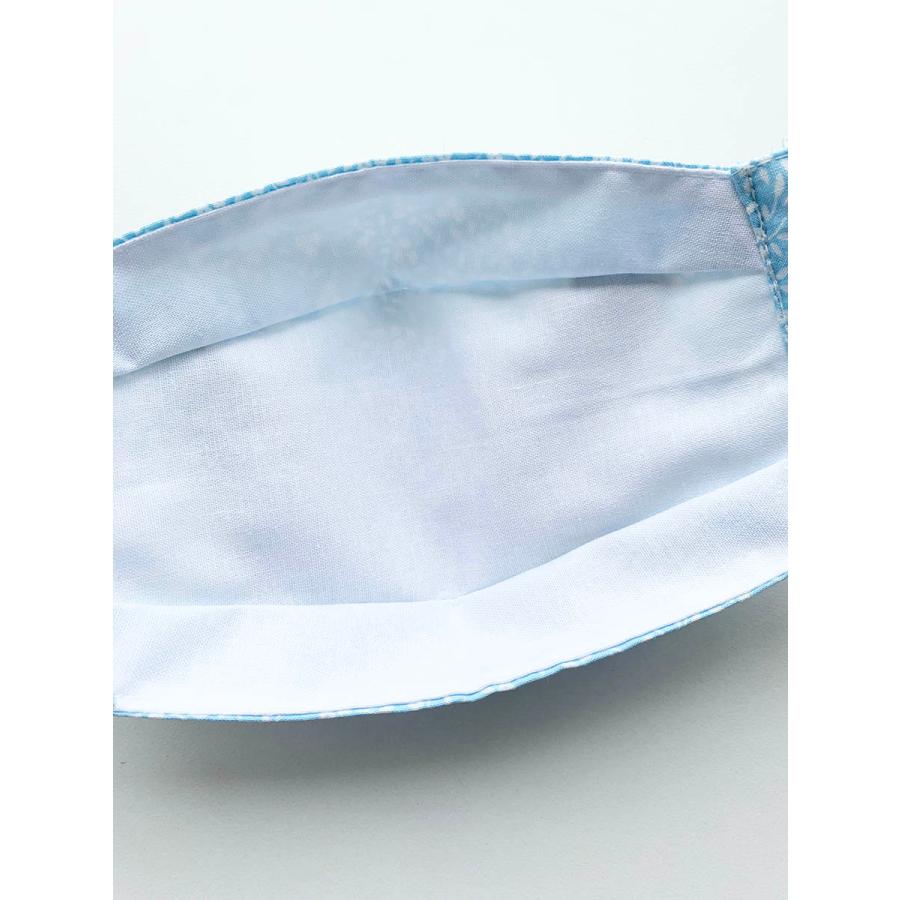 日本製 布マスク おしゃれ 夏用 洗える 大臣マスク 舟形 折り返し 水色