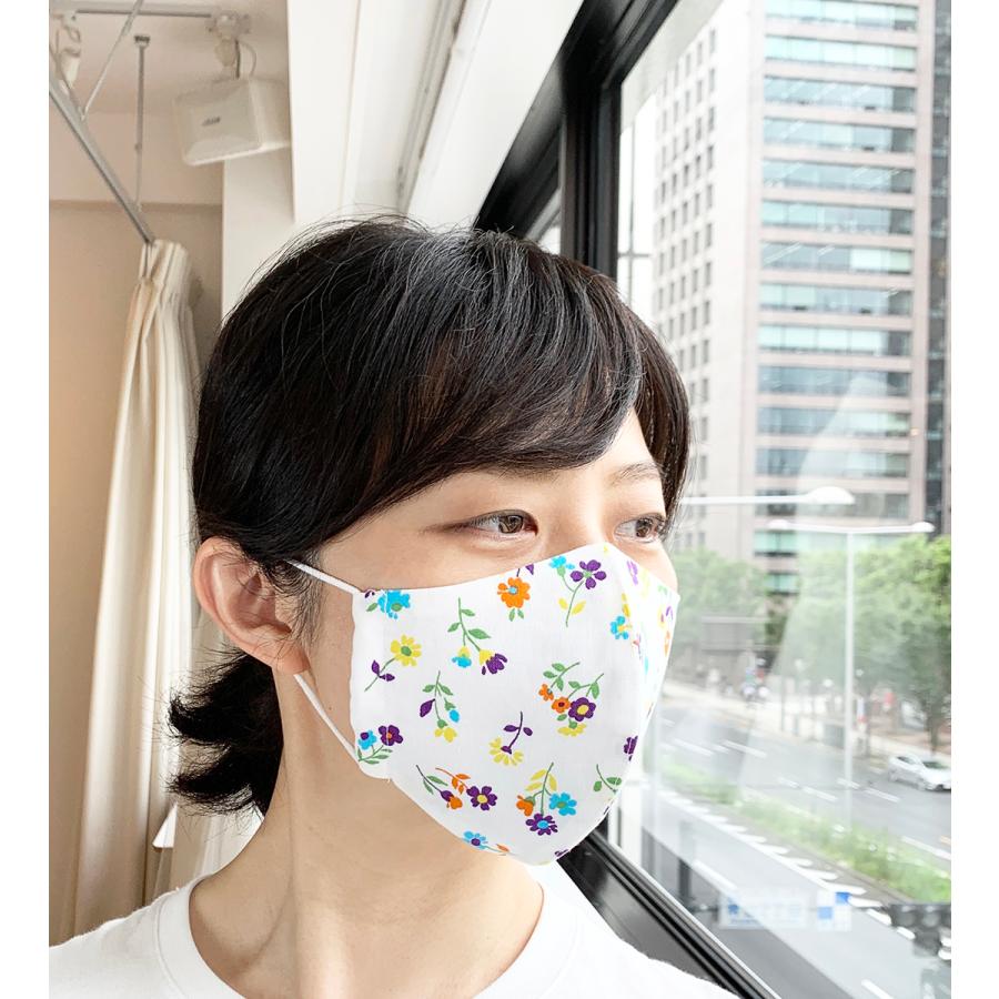 布マスク 日本製 立体型 マスク 立体 花柄 おしゃれ 洗える 女性 綿