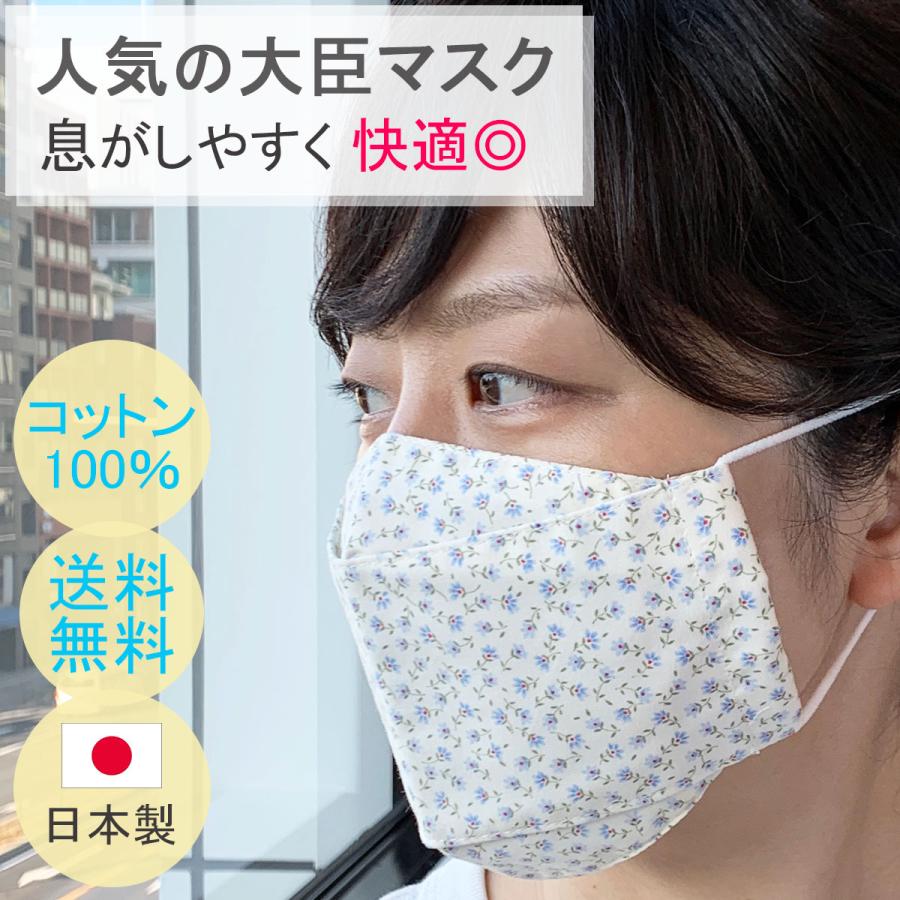 布マスク 日本製 大臣マスク 折り返し 洗える おしゃれ 立体型 マスク