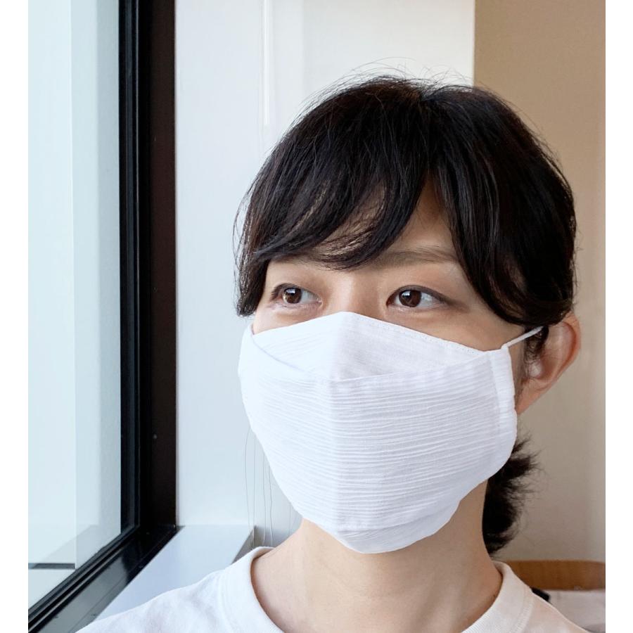日本製 布マスク 大きめ 夏用 洗える 薄手 白 高島ちぢみマスク 大臣