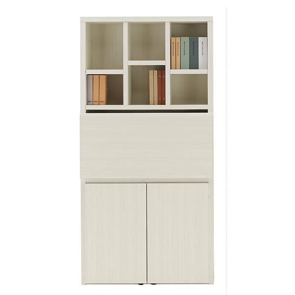 ライティングデスク ホワイト色 幅89.1 奥行33.4(73.4) 高さ180 ニュー