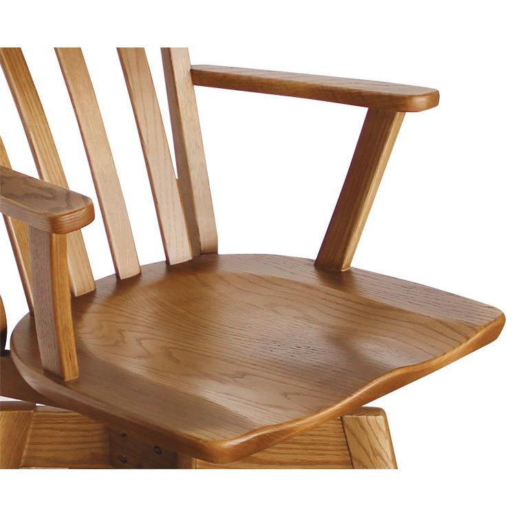 回転アームチェア 幅55cm オーク材 節あり 肘付 ダイニングチェア 優樹