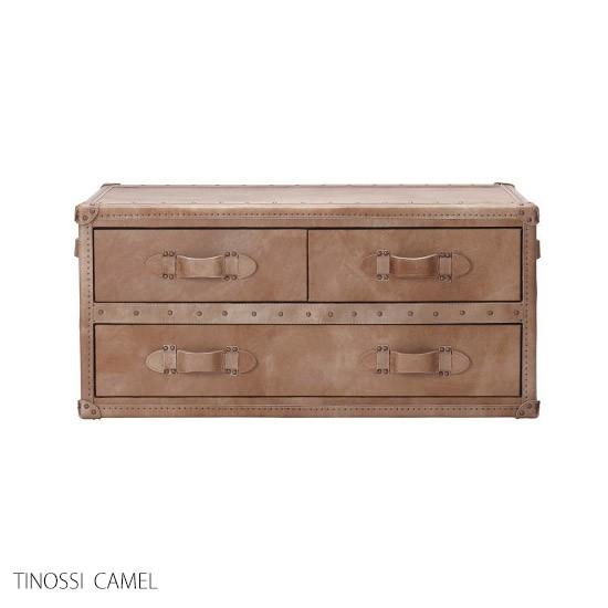 ストーニーハースト スモール ランプテーブル HALO 本革 牛革張り収納茶