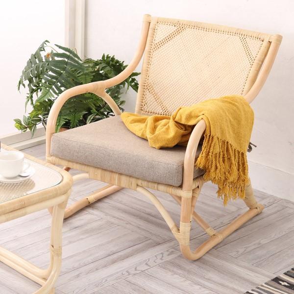 パーソナルチェア 幅56cm 座面高36cm C201ND ラタン 完成品 手編み 