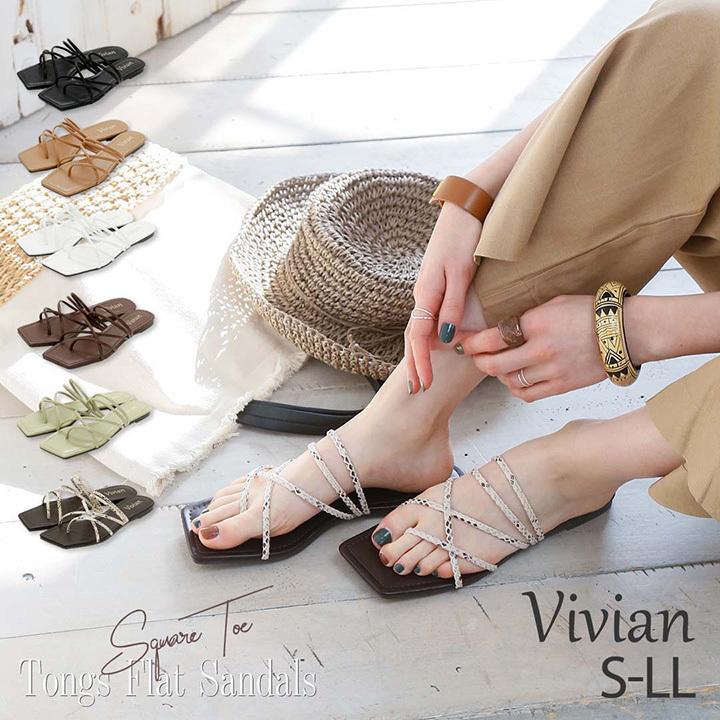 メール便送料無料 サンダル レディース フラット ストラップ スクエアトゥ トング ビーチサンダル ブラック 黒 パイソン柄 V0235sm Vivian Collection 21 26cm対応 通販 Yahoo ショッピング