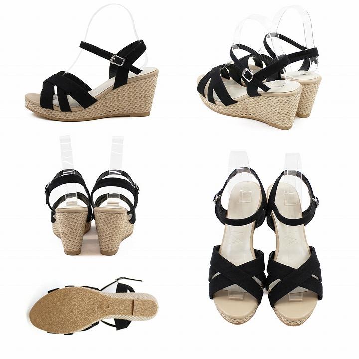 美品 銀座かねまつ アンクルストラップフリルサンダル靴リゾート海外旅行パーティー SHOES CONCIERGE