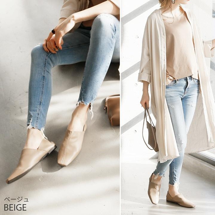 22年秋再販即納 バブーシュ ローファー レディース フラットシューズ スクエアトゥ ぺたんこ ローヒール ブラック 黒 アイボリー ベージュ ブラウン V1464al Vivian Collection 21 26cm対応 通販 Yahoo ショッピング