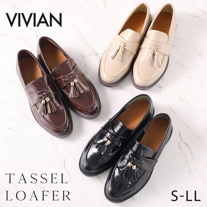 VIVIAN 送料無料 ローファー 学生 レディース 合皮 タッセル 春 VIVIAN 送料無料 ローファー 学生 レディース 合皮 タッセル 春