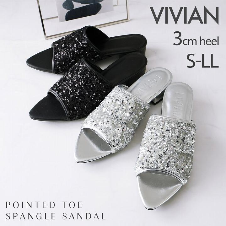 VIVIAN サンダル レディース ミュール スパンコール フラット VIVIAN サンダル レディース ミュール スパンコール フラット