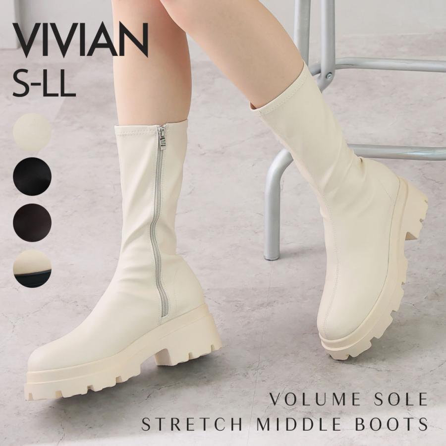 VIVIAN ブーツ レディース ロング 厚底 冬再販 ストレッチ VIVIAN ブーツ レディース ロング 厚底 冬再販 ストレッチ
