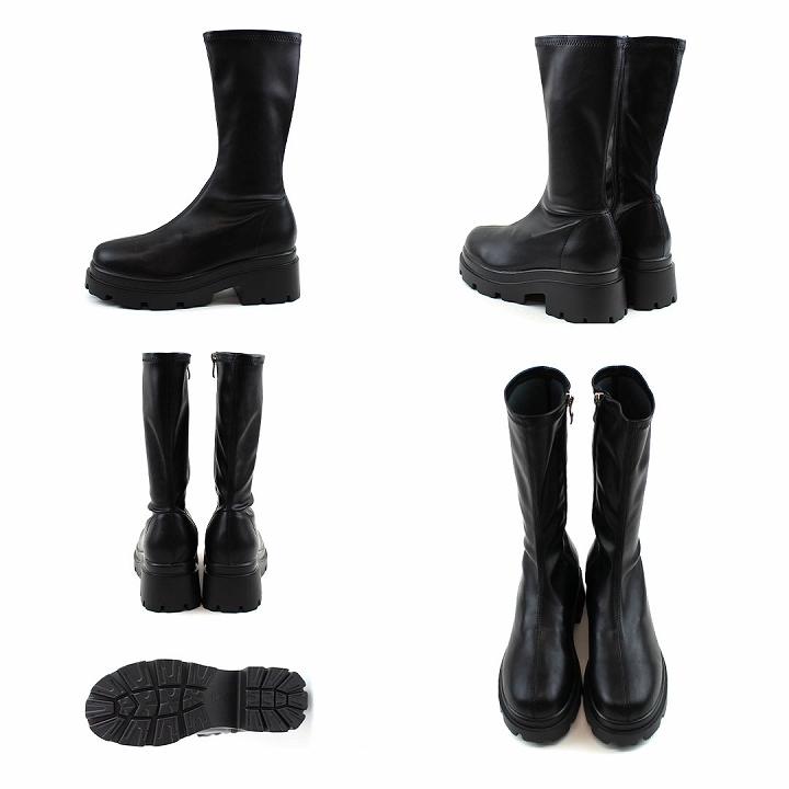 美品VIVAIA試着のみ23.5黒 ニット ロングブーツ 伸縮性あり VIVIAN ブーツ レディース ポインテッドトゥ ストレッチ ロング