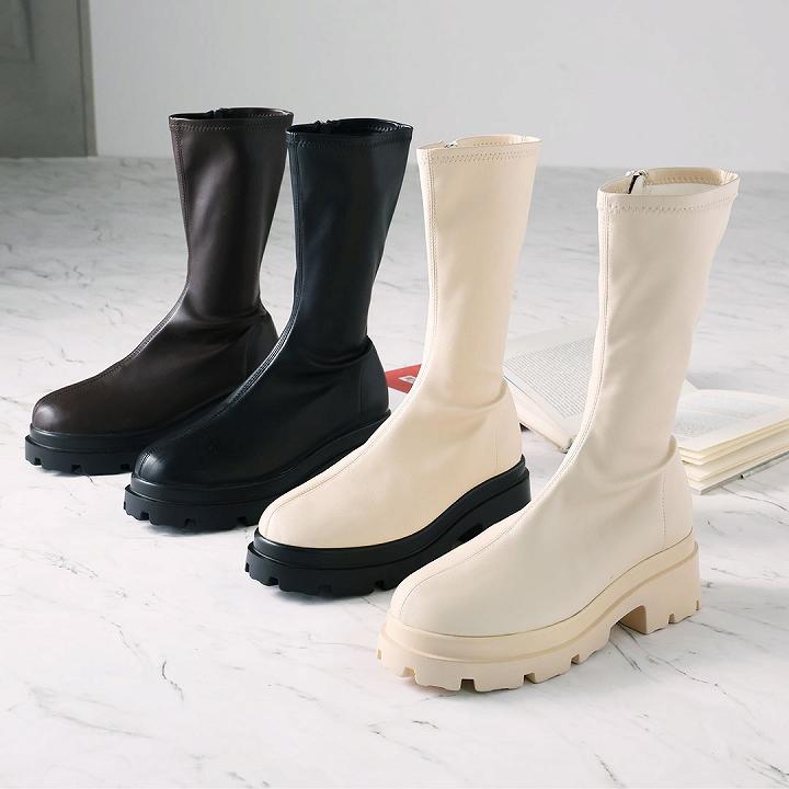 VIVIAN ブーツ レディース ロング 厚底 冬再販 ストレッチ