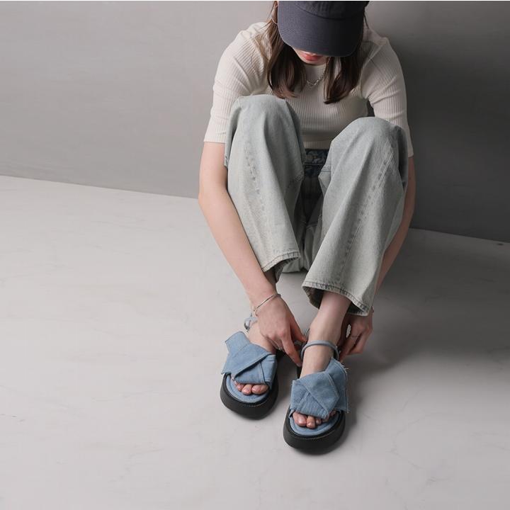 厚底 サンダル レディース アンクル バック ストラップ つっかけ
