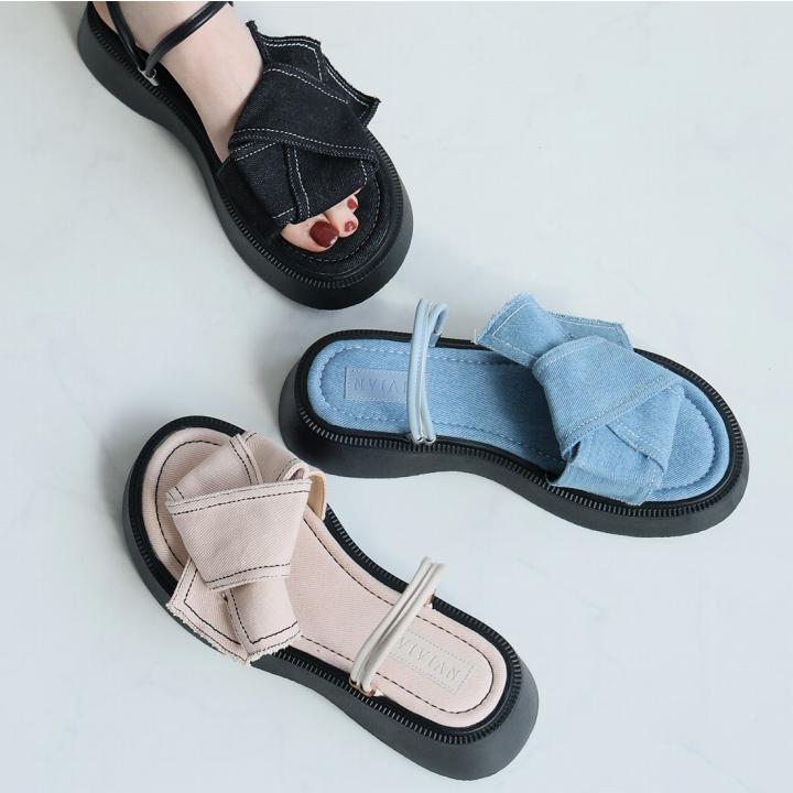 厚底 サンダル レディース アンクル バック ストラップ つっかけ