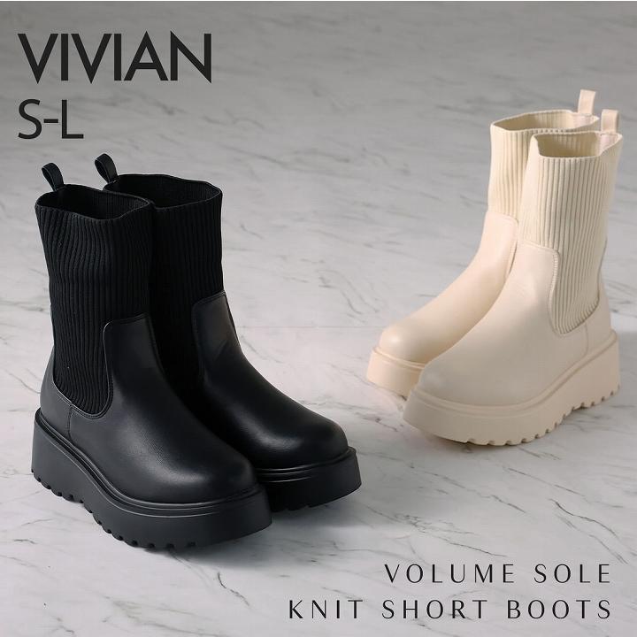 VIVIAN 厚底ブーツ 防寒 ブーツ レディース ニットブーツ VIVIAN 厚底ブーツ 防寒 ブーツ レディース ニットブーツ