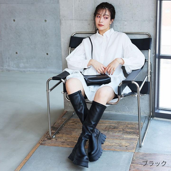 VIVIAN ブーツ レディース ロングブーツ ストレッチブーツ 厚底