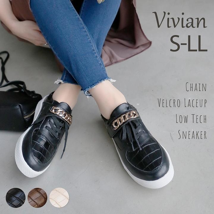 スニーカー レディース ベルクロ ローテク 厚底 レースアップ ブラック 黒 アイボリー 白 ブラウン 通勤 オフィス V9338al Vivian Collection 21 26cm対応 通販 Yahoo ショッピング