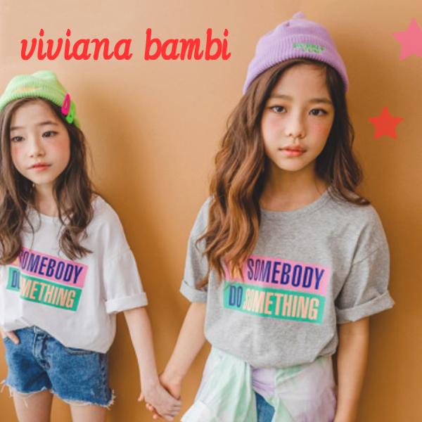 韓国子供服 ロゴポップTシャツ 夏 西海岸 女の子 半袖 Tシャツ