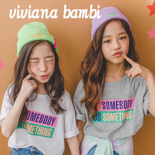 韓国子供服 ロゴポップTシャツ 夏 西海岸 女の子 半袖 Tシャツ