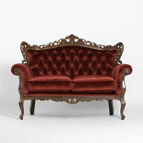 2人掛けソファ 2人用 ロココ調 ソファ アンティーク調 コンパクト
