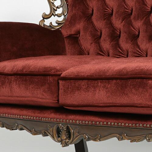 2人掛けソファ 2人用 ロココ調 ソファ アンティーク調 コンパクト