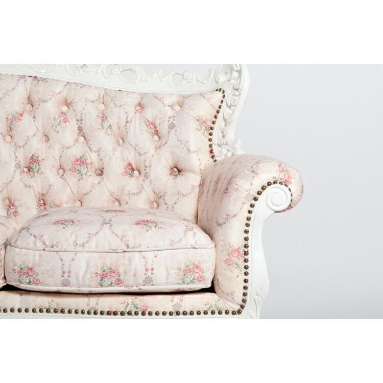 3人掛け ソファ 花柄 アンティーク調 猫脚 ゆったり座りやすい！