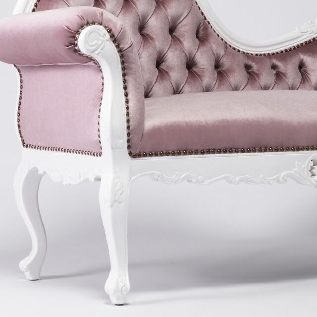 カウチソファ 2人掛けソファ ロココ 英国アンティーク調 ホワイトx