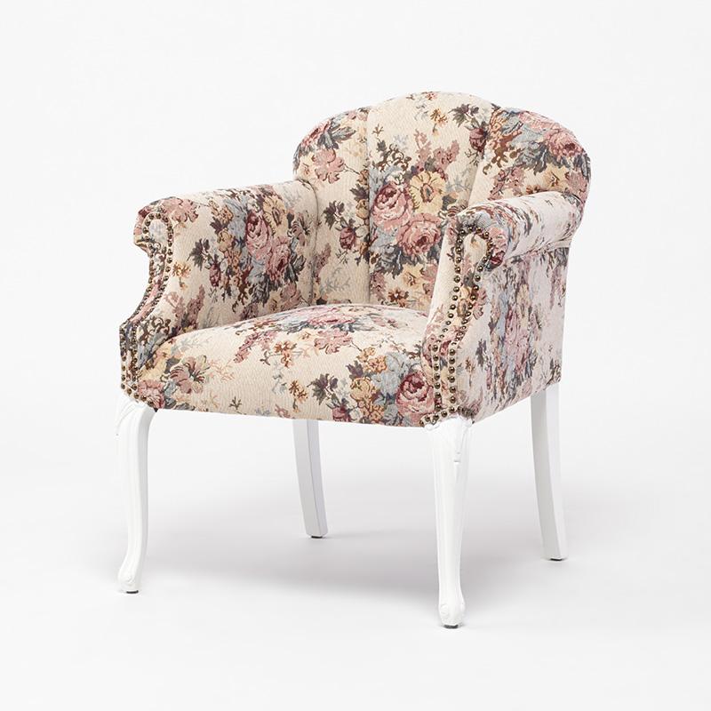 チェア アームチェア 椅子 イス アンティーク調 一人掛け 脚：ホワイト