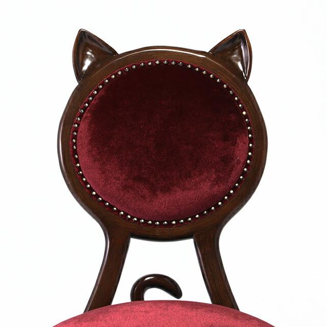 チェア ダイニングチェア 1人用 イス ネコチェア キャットチェア アンティーク調 猫椅子 椅子 いす 猫家具 アニマル 木製 レッド 6106-5F41｜viviandcoco｜06
