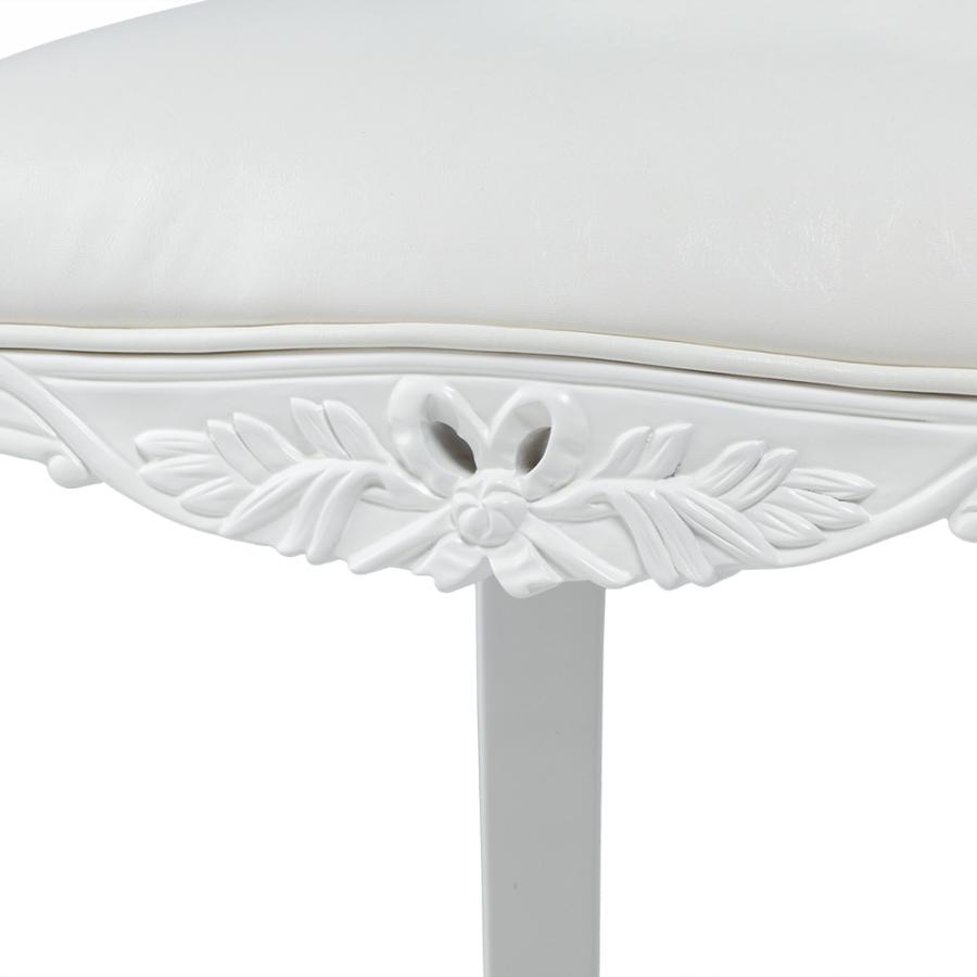 ダイニングチェア ロココ レザー 白家具 クラシックスタイル 223-291 ダイニングチェア ロココ レザー 白家具 クラシックスタイル 223