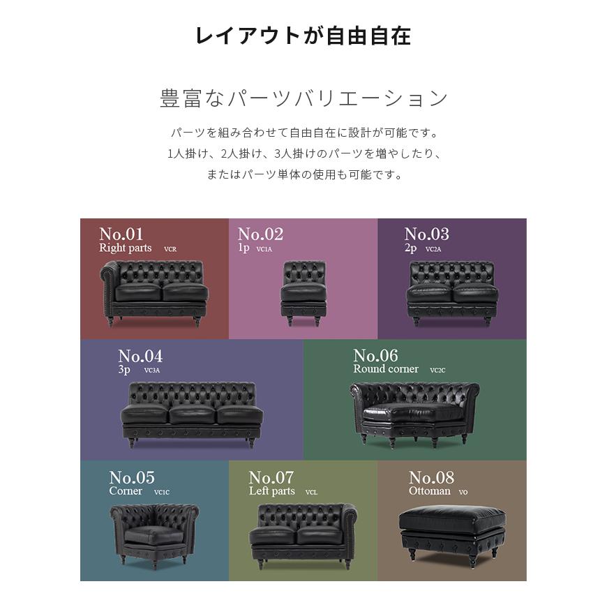 選べるカラーオーダー 6人掛けソファ セット 本革 ユニットソファ 組み合わせ モジュール式 チェスターフィールド VINCENT VC-FS05-LEA_16
