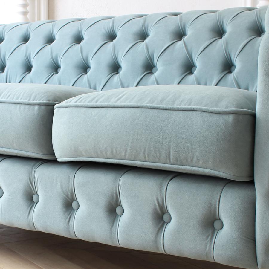 3人掛けソファ チェスターフィールド アンティーク調 ホワイトレッグ