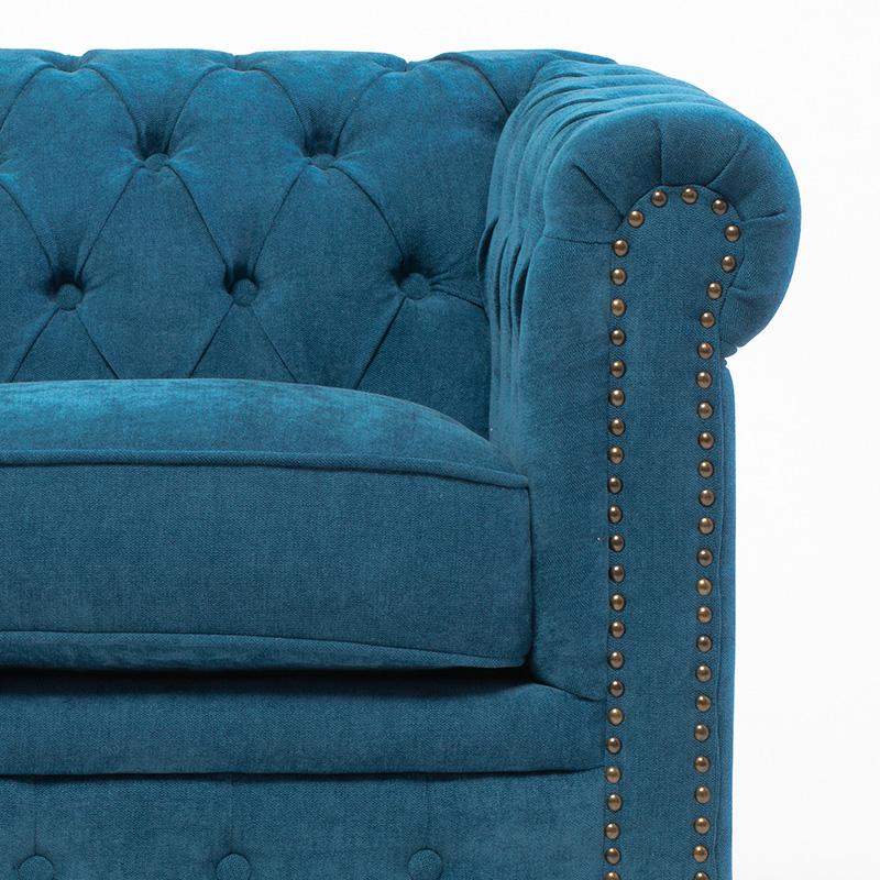 3人掛けソファ トリプルソファ チェスターフィールド 英国アンティーク調 ナチュラルレッグ ブルー 布地 おしゃれ 可愛い VINCENT VC3F264N |  | 06
