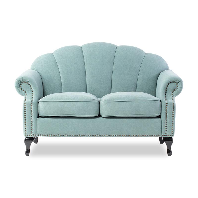 ソファ 2人掛けソファ 2人 シャーベットブルー 布地 ベロア