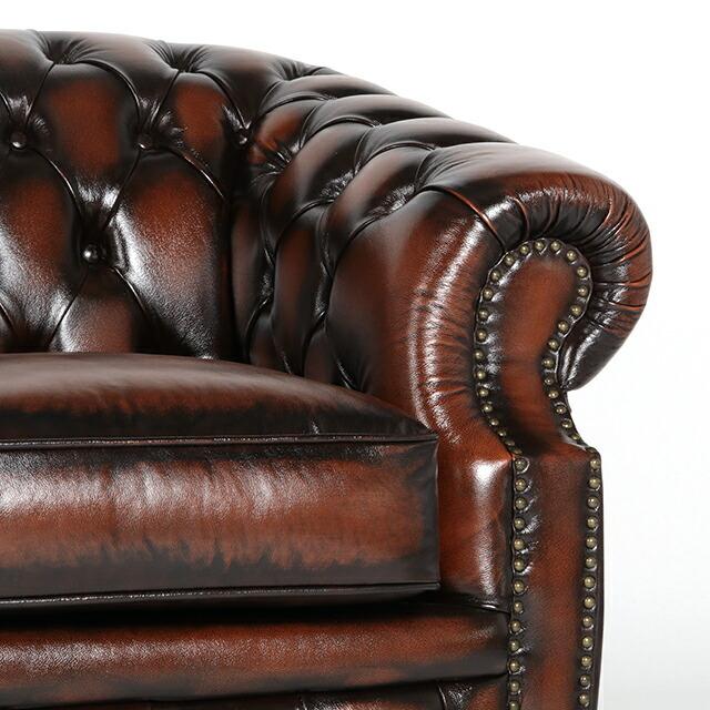 ソファ ソファー 2人掛け 二人がけ 本革 チェスターフィールド