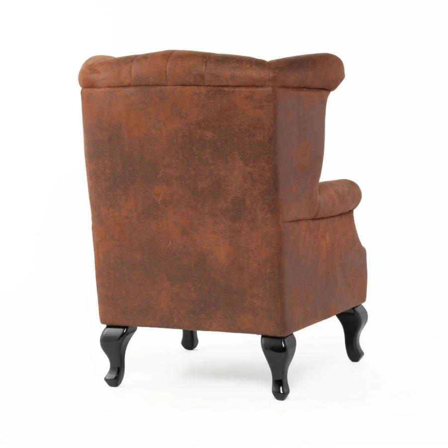ウイングバック1人掛けソファ　アンティーク　1脚① チェスターフィールド ウィングバックソファ 鋲打ち 本革 1人掛け